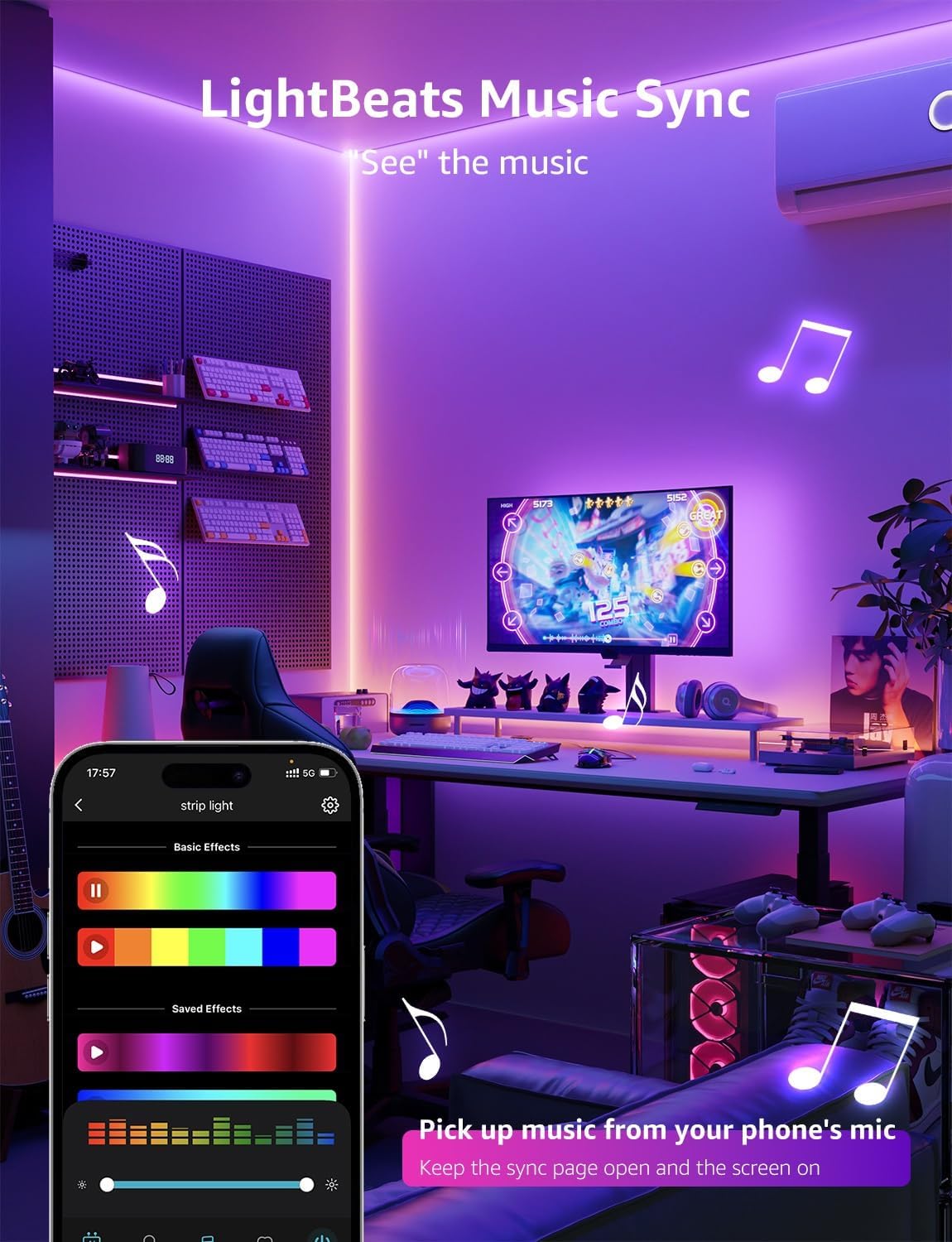Lepro SE1 AI Smart RGB LED Strip Light 15M Roll, WiFi App Voice Control, Works with Alexa & Google Home, Music Sync, AI Lighting Design Assistant, Colour Changing LED Lights for Bedroom, No Remote