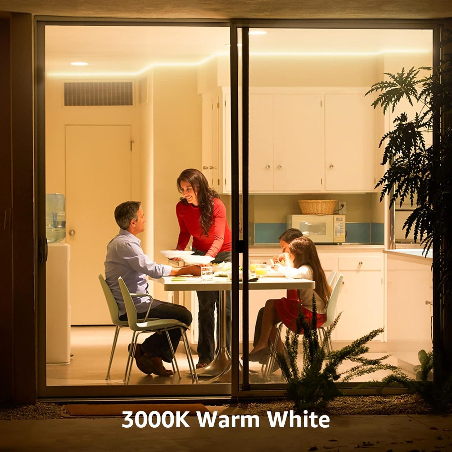 Lepro Warm White LED Strip Light 5M 300 LEDs, 1650lm Dimmable LED Tape Lights, 3000K Flexible LED Lights for Bedroom Kitchen Under Cabinet Wardrobe Stair (12V Power Plug and Dimmer Switch Included)