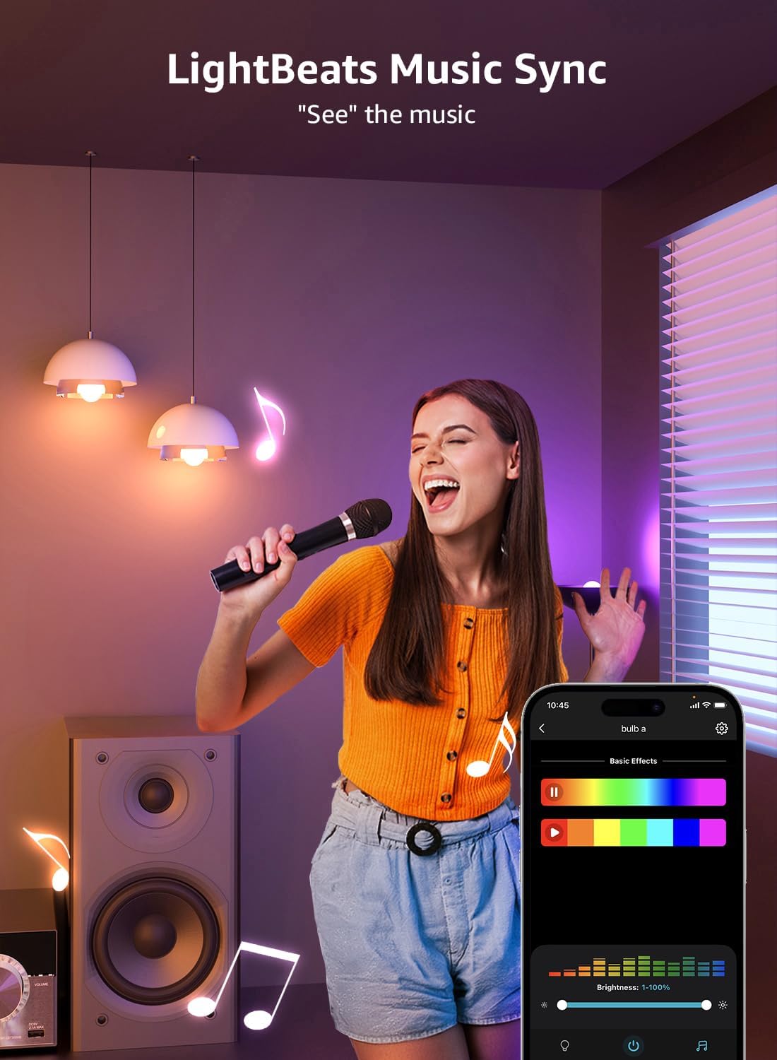 Lepro B2 AI Smart Bulb E27, 1100LM Music Sync Smart Screw Bulb, Voice Control Colour Changing Light Bulbs, AI Lighting Design Assistant,Bluetooth & WiFi Bulb,Work with Alexa & Google Assistant,4 Packs