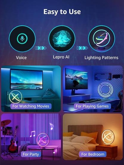 Lepro TB1 AI Table Lamp, Smart LED Lamp with Music Sync, AI Lighting Design Assistant, Colour Changing Smart Table Lamp, Voice Cotrol, Works with Alexa & Google Assistant, Bluetooth & 2.4GHz WiFi