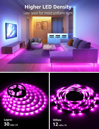 Lepro Outdoor LED Strip Light Waterproof IP65, 10M 300 LEDs WiFi Smart LED Strip, Works with Alexa and Google Assistant, Smart Life App & Voice Control, RGB LED Lights for Kitchen Garden (5Mx2)