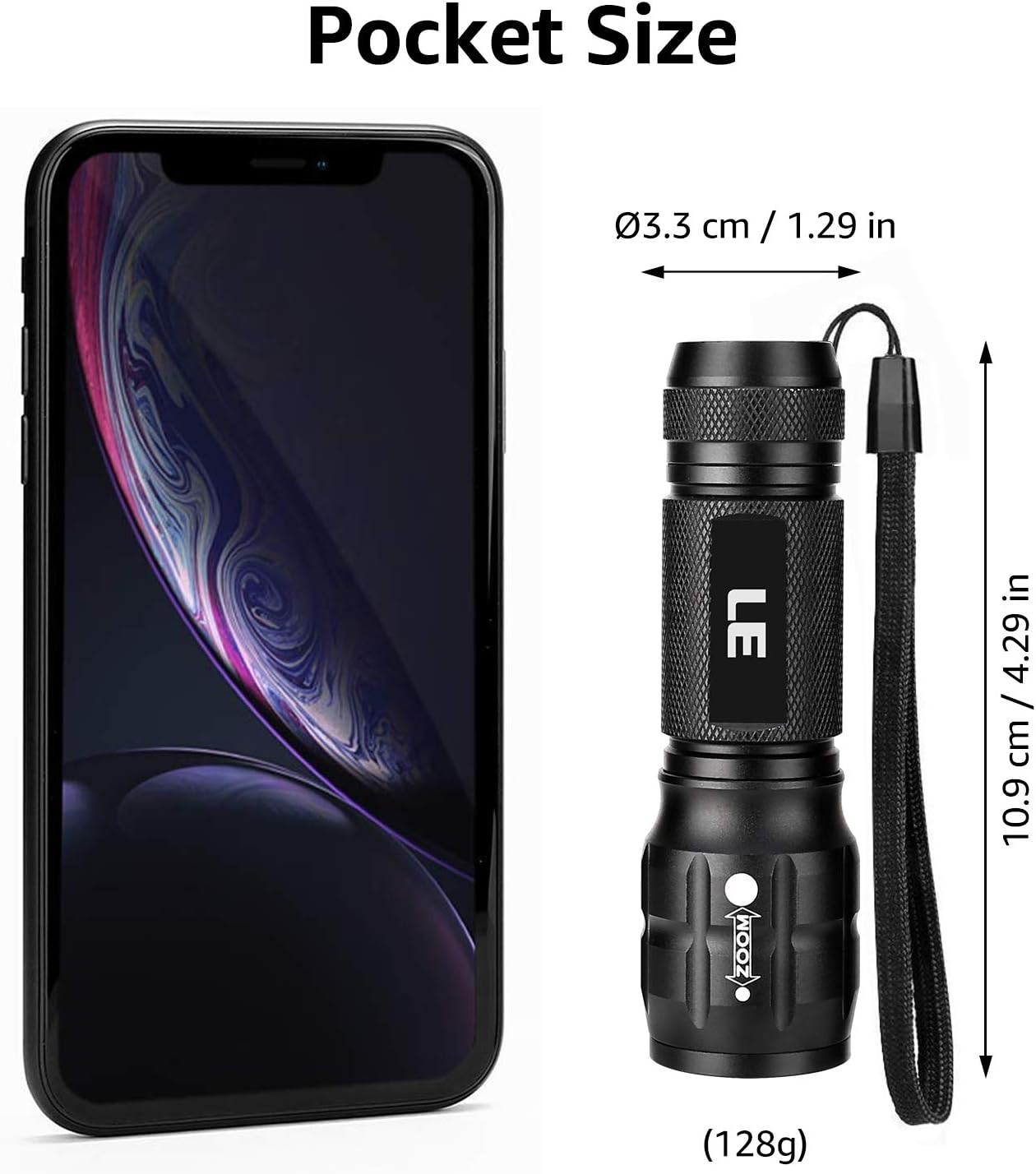 LE LED Torch, LE1000 Powerful Handheld Flashlight, Super Bright, Pocket Size, Lightweight, Suit for Camping, Cycling, Running, Dog Walking and More Outdoor Use, 6 AAA Batteries Included, Pack of 2