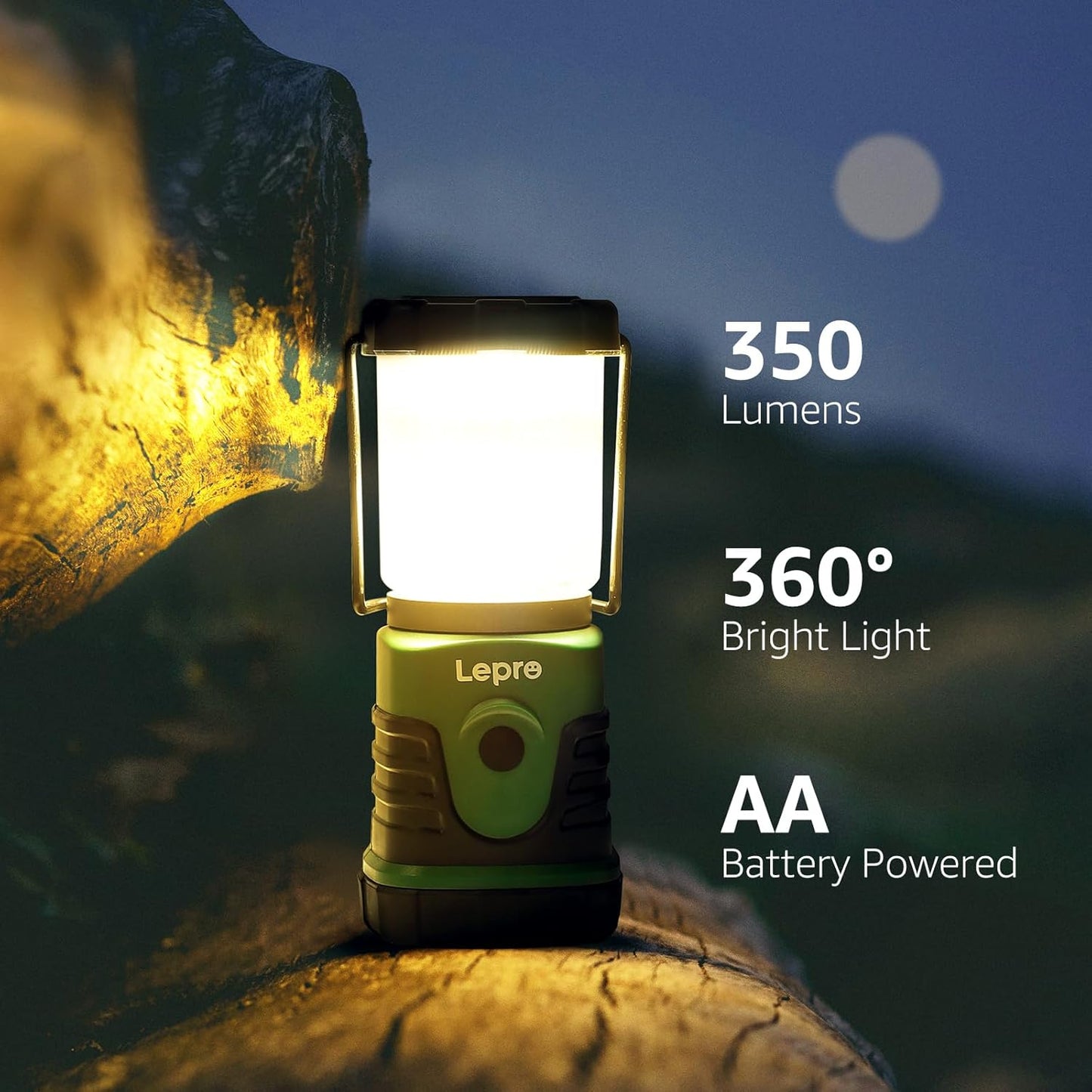 Lepro Camping Lantern Battery Powered, Portable Small Camping Tent Lights AA Battery Operated, Dimmable Warm White to Daylight Modes, Battery Lanterns for Indoors, Power Cuts, Emergency, Pack of 2