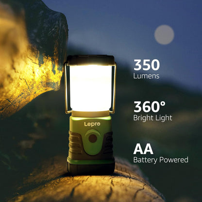 Lepro Camping Lantern Battery Powered, Portable Small Camping Tent Lights AA Battery Operated, Dimmable Warm White to Daylight Modes, Battery Lanterns for Indoors, Power Cuts, Emergency, Pack of 2