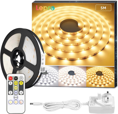 Lepro 5M Tunable & Dimmable White Ambiance LED Strip Light with Remote