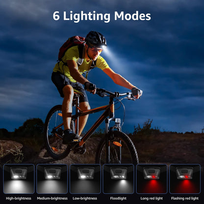 Lepro Head Torch Battery Powered, Lightweight LED Headlamp with 6 Lighting Modes, Waterproof, Super Bright Headlight for Cycling Running Camping for Kids Adults