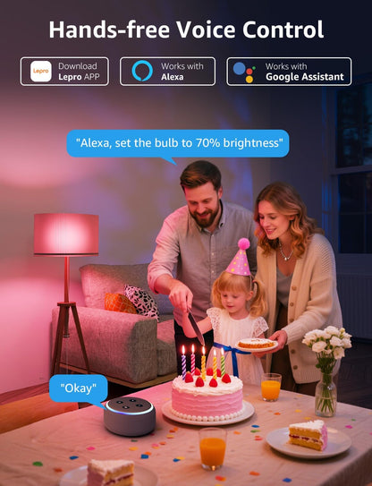 Lepro B22 AI Smart Bulb, 1521LM Smart Light Bulb, 12W(100W), Schedule & Timer, Energy Saving, 16 Million Colors, Work with Alexa & Google Assistant, Personalized AI Lighting Designer