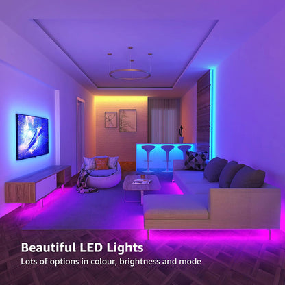 Lepro LED Strip Light 5M, Dimmable RGB LED Strips with Remote, Colour Changing Room Lights, Plug in LED Lights for Bedroom, Living Room, TV, Kitchen, Kids Room (5M, 150 Bright 5050 LEDs)