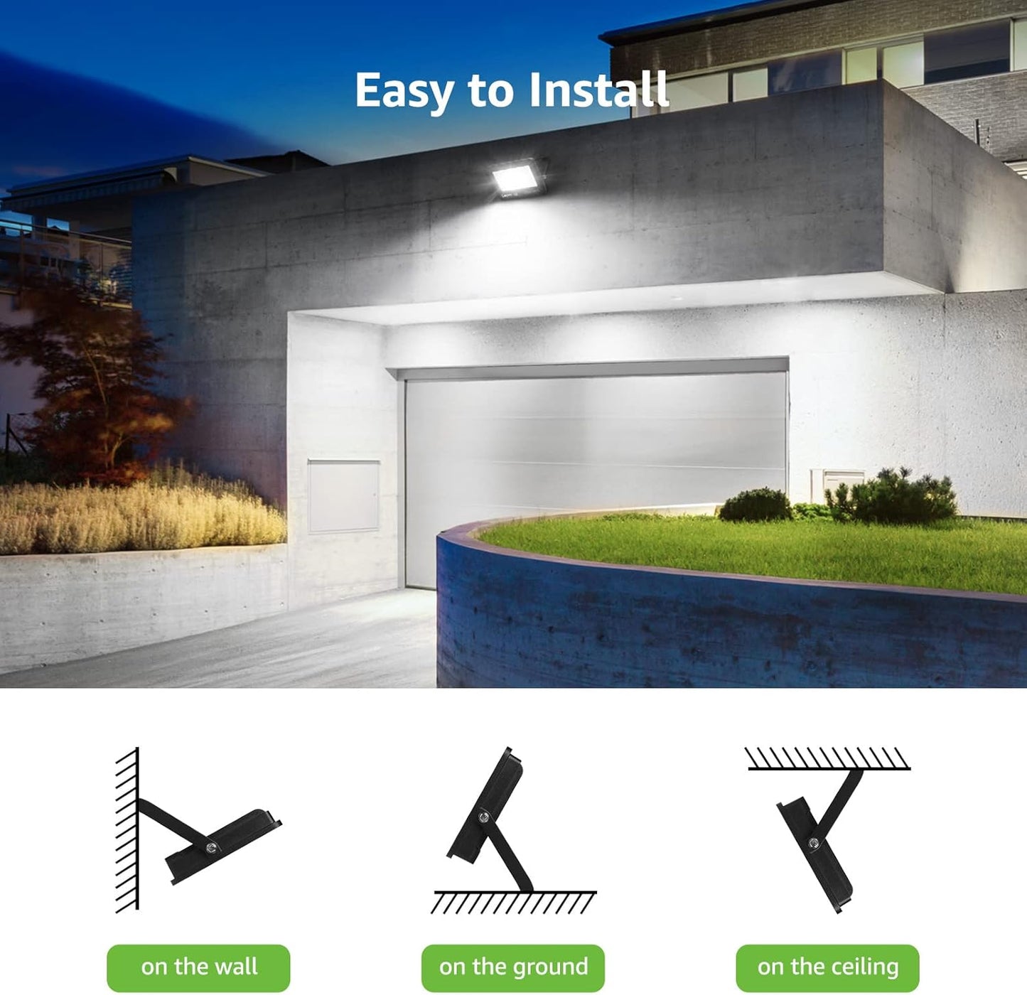 Lepro 50W Led Floodlight Outdoor, 4250LM LED Security Lights, 350W Incandescent Lamp Equivalent, Waterproof IP65, Daylight White Outdoor Lights for Warehouse, Backyard, Pack of 2 [Without Sensor]