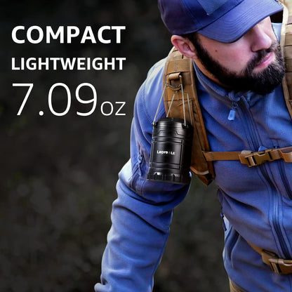Lepro Camping Lights, Collapsible Camping Lantern Battery Powered, Portable Camping Light for Tents, AA Battery Operated, Battery Lanterns for Power Cuts, Emergency Lighting, Fishing, Pack of 2