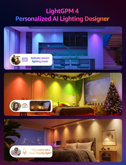 Lepro BG1 AI Smart Bulb GU10, Music Sync, Voice Control WiFi Bulbs, 400LM RGBCCT Dimmable Colour Changing LED Bulbs, Works with Alexa & Google Assistant, AI Lighting Design Assistant, 1 Pack