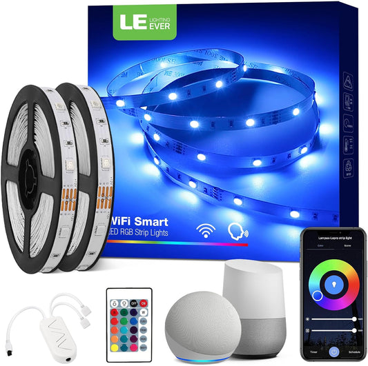 Lepro Alexa Smart LED Strip Light 5M, WiFi RGB LED Lights for Bedroom, Smart Life App Control, Works with Alexa & Google Assistant, Colour Changing Strip Lights for Kitchen Party Christmas