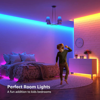 Lepro LED Strip Lights 15M (2x7.5M), RGB Colour Changing LED Strip with 44-Key Remote and 12V Power Plug, Stick-on LED Lights for Bedroom Home Decoration (450 Bright 5050 LED)