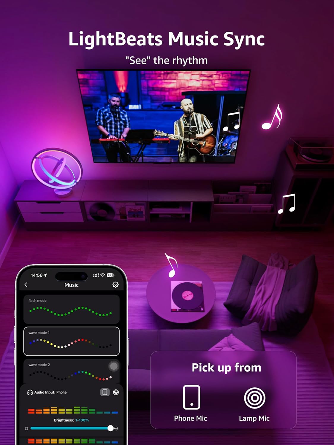 Lepro TB1 AI Table Lamp, Smart LED Lamp with Music Sync, AI Lighting Design Assistant, Colour Changing Smart Table Lamp, Voice Cotrol, Works with Alexa & Google Assistant, Bluetooth & 2.4GHz WiFi