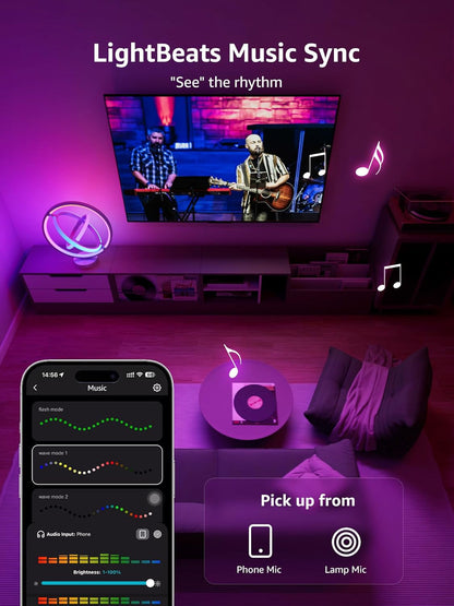 Lepro TB1 AI Table Lamp, Smart LED Lamp with Music Sync, AI Lighting Design Assistant, Colour Changing Smart Table Lamp, Voice Cotrol, Works with Alexa & Google Assistant, Bluetooth & 2.4GHz WiFi