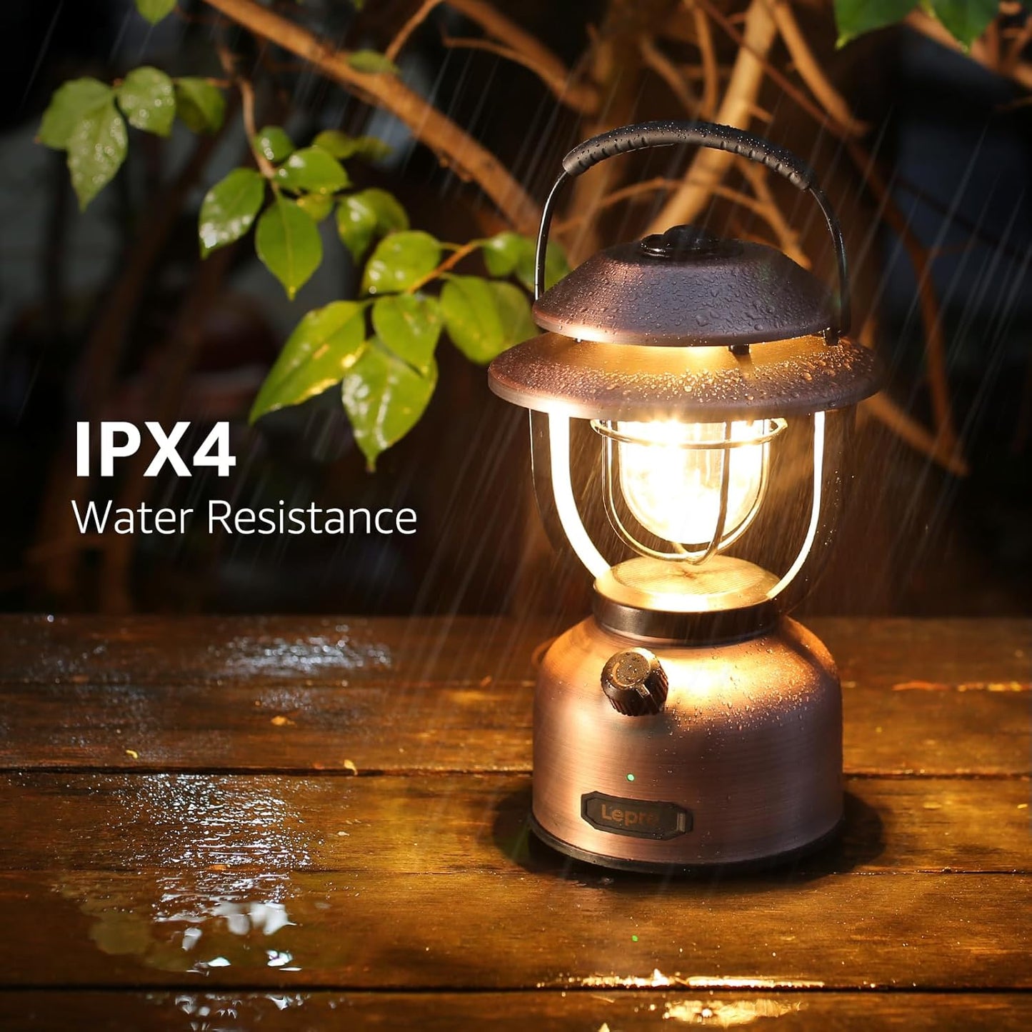 Lepro Retro Camping Lantern, Rechargeable Camping Light with 15000mAh Power Bank, Dimmable 1000 Lumen, Long Battery Life, Rechargeable Lantern for Camping Tent, Power Cuts, Storm, Type C Cable