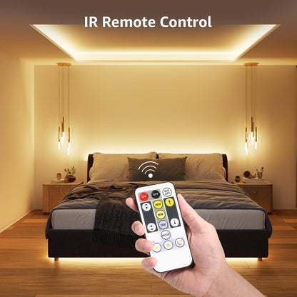 Lepro 10M LED Strip Lights with Remote and Plug, Warm White to Cool Daylight, Whiteness and Brightness Adjustable, Stick-on LED Tape for Mirror, Bed, Stair, Cabinet and More