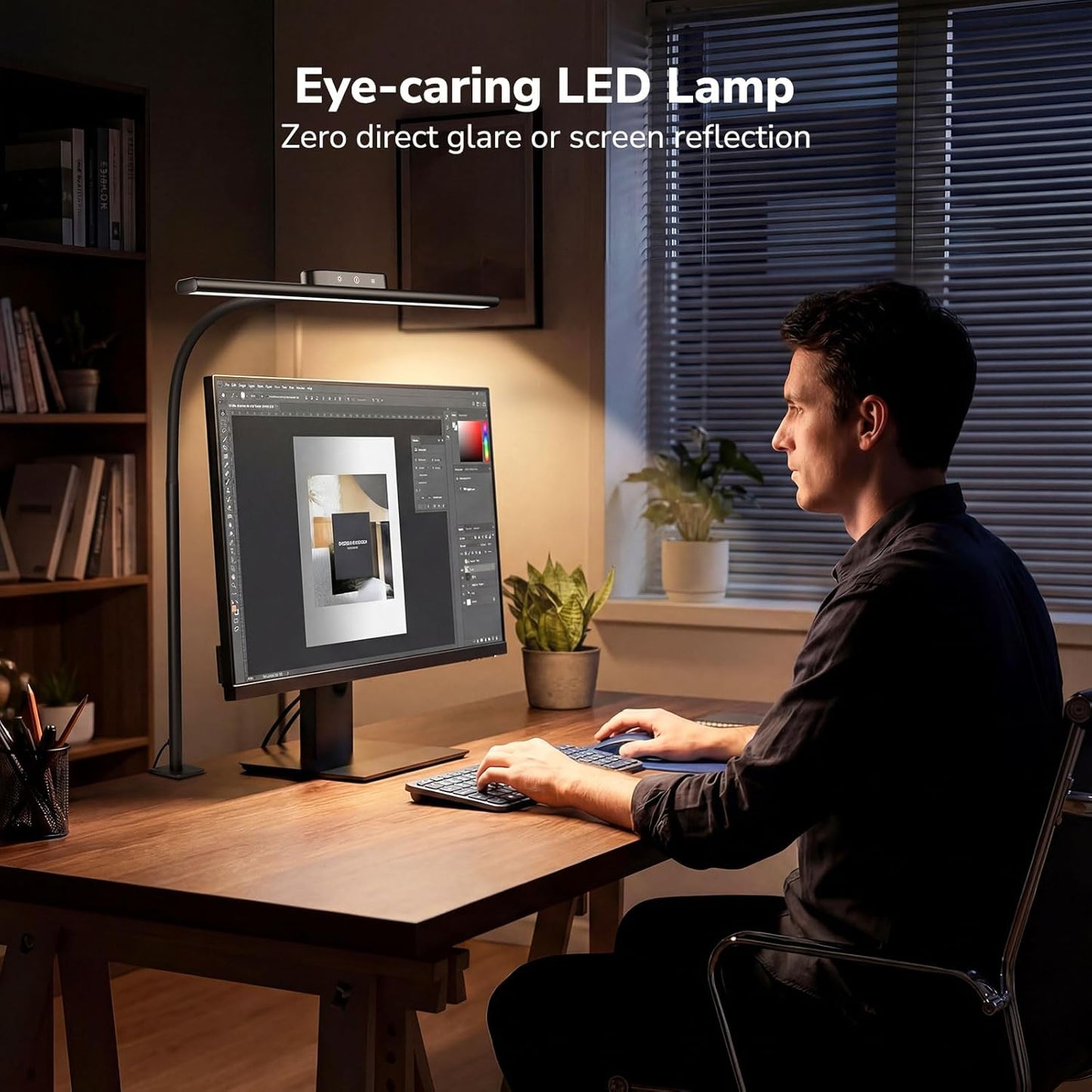 Lepro LED Desk Lamp with Clamp, Eye-Caring Desk Light, 700lm, 5 Brightness Levels & 5 Colour Modes, Flexible Office Lamp for Monitor, Reading, Crafts, Nails, School, Adapter Included, Black [Energy Class F]