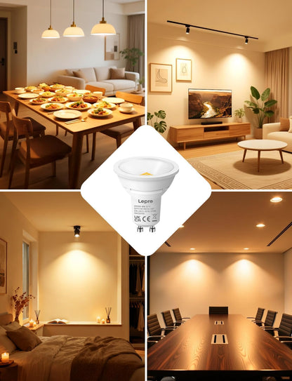 Lepro GU10 LED Bulbs, Warm White 2700K, 800LM Bright GU10 Lightbulbs, 8W (65W Equivalent), 100¡« Wide Beam Angle, Energy Saving LED Spotlight Bulbs, Non-Dimmable, Pack of 5