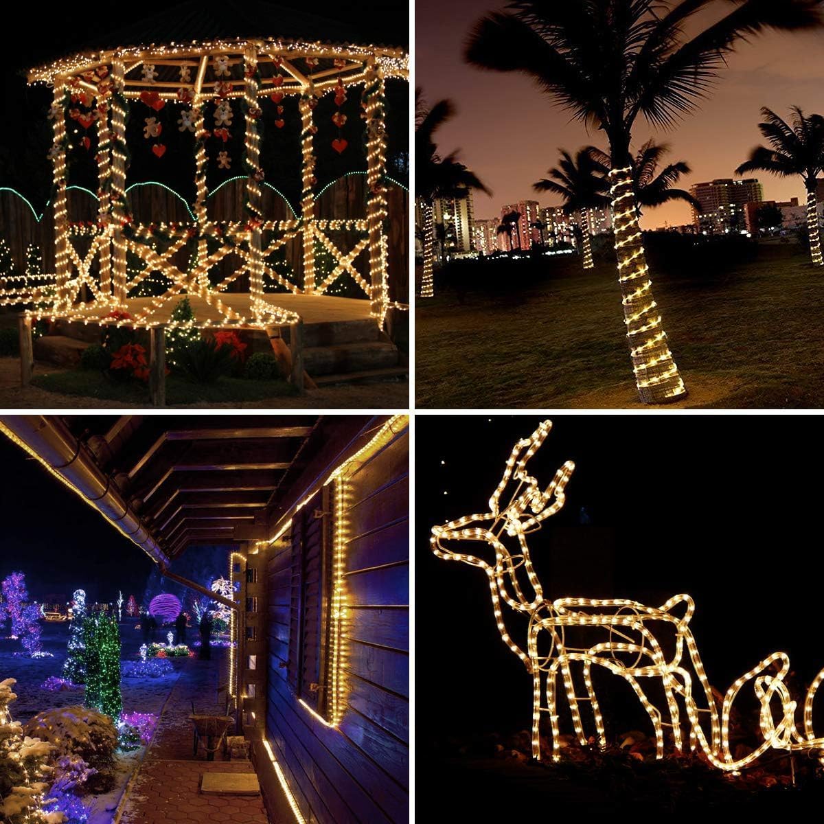 Lepro Outdoor Rope Lights Mains Powered, Connectable, 10m/33ft 240 LED Outdoor Lights Plug in, Bright Warm White, Low Voltage, Waterproof Thick Rope Lights for Garden, Tree, Pathway and More