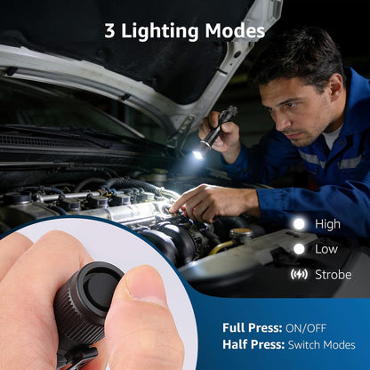 Lepro Torch Battery Powered, Small Bright LED Flashlight with Clip, 3 Modes, IPX4 Waterproof, Anti-Slip Aluminum Body for Camping, Emergency, Dog Walking and Power Cut, Batteries Included [Energy Class A+]