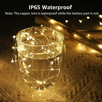 LE Battery Fairy Lights, 1M 20 LED Small Fairy Lights, Warm White Christmas Lights, Battery Powered Mini Copper Wire Lights for Halloween, Christmas Tree, Party, Table Decorations, Pack of 4