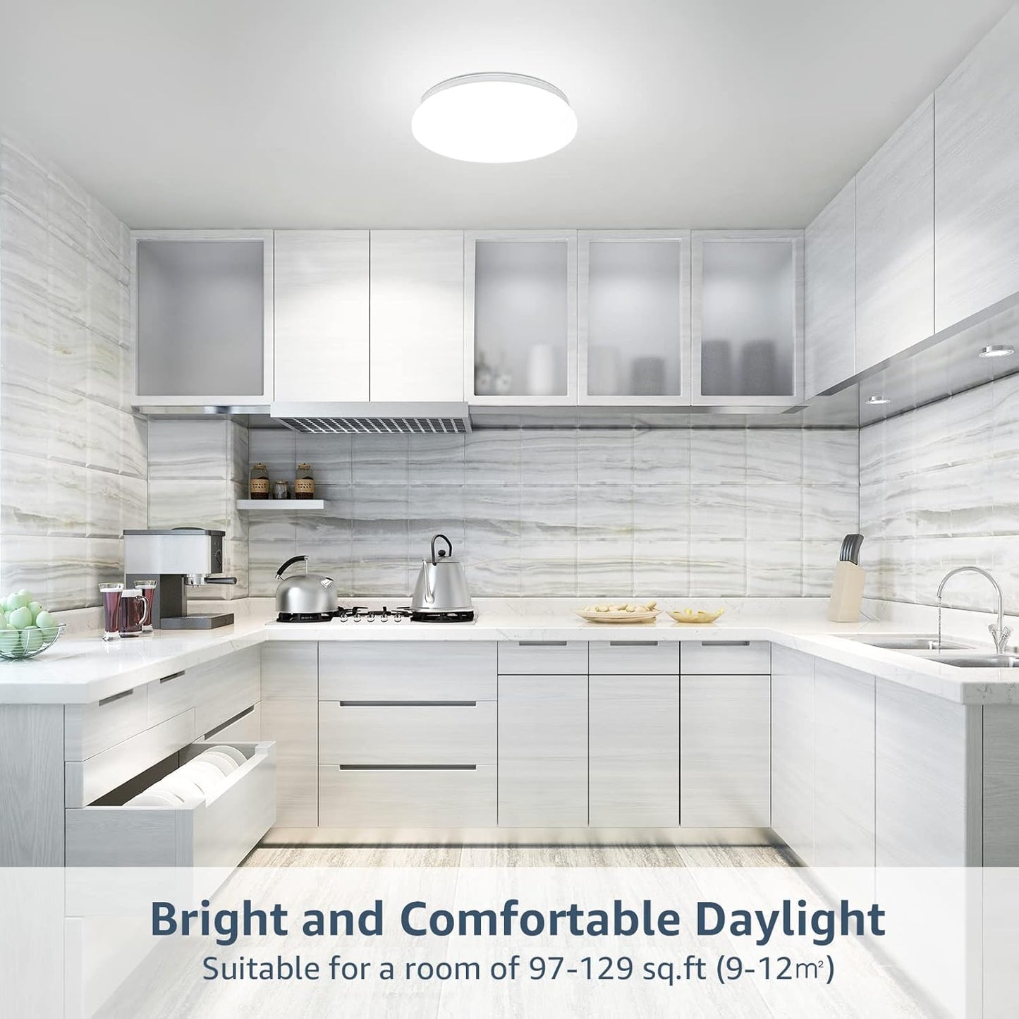 Lepro Ceiling Lights, 12W 1150lm, 5000K Daylight White, 60W Equivalent, Energy Saving, Modern Ceiling Light Fitting for Living Room, Bedroom, Kitchen, Office, Utility Room and More, φ26cm Round