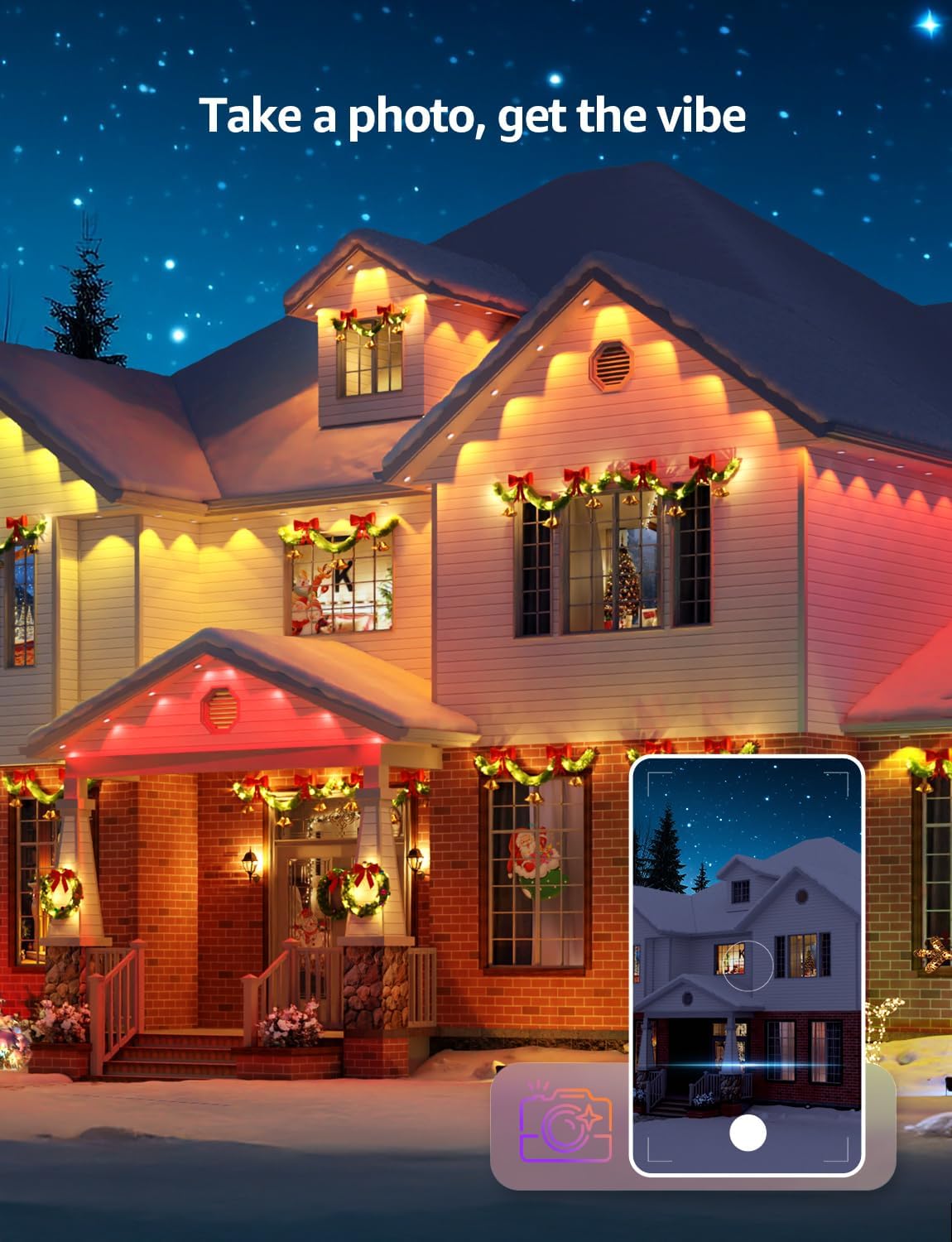 Lepro E1 AI Permanent Outdoor Lights 30m, Smart Outdoor Lights Waterproof, Tunable White, AI Lighting Design Assistant, Colour Changing Eaves Lights, Works with Alexa, 2.4G WiFi & Bluetooth, No Remote