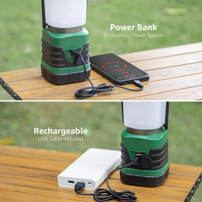 LE Camping Lights Rechargeable, 1000 Lumen Camping Lantern, Dimmable 4 Modes Camping Tent Light with 4400mAh Power Bank, Camping Accessories, Rechargeable Lantern for Outdoors, Power Cuts, Pack of 2