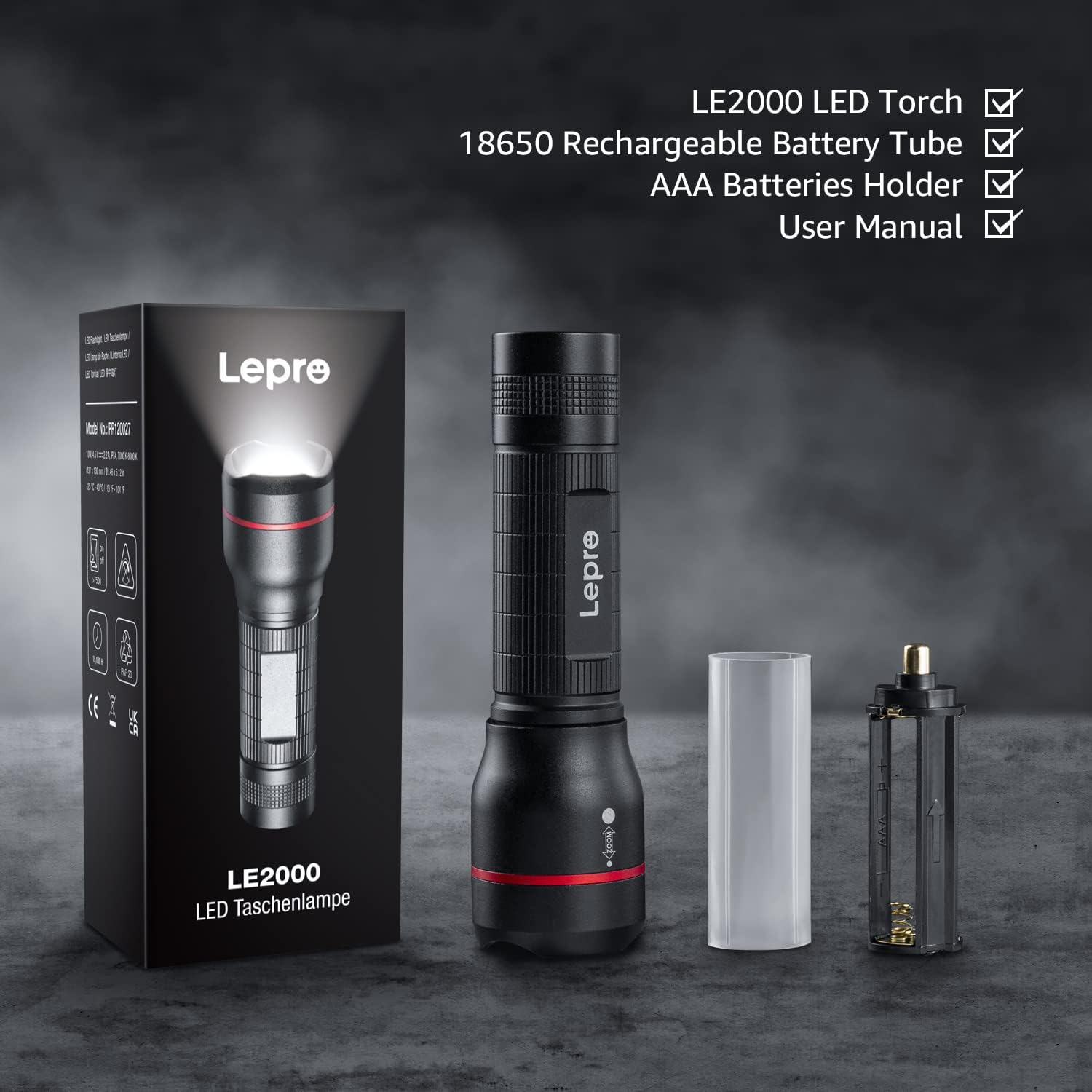 Lepro LED Torch, LE 2000 Super Bright Flashlight, Powered by AAA