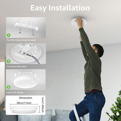 Lepro 24W LED Ceiling Light, Waterproof IP54, Warm White 3000K, 200W Incandescent Bulb Equivalent, 2400lm Flush Mount Lighting Fitting for Bathroom, Bedroom, Kitchen, Hallway and More Ø28cm