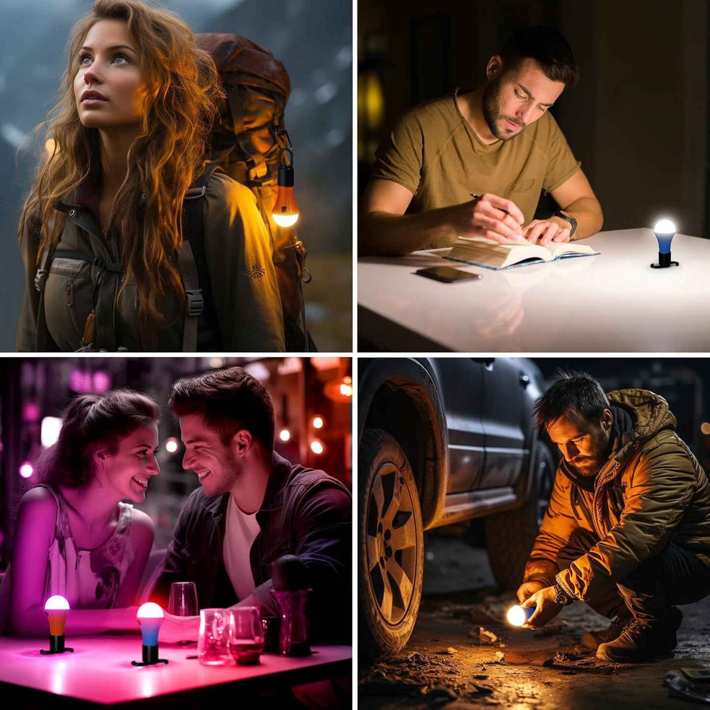 Lepro Rechargeable Camping Lights, 7 White & RGB Colour Modes, Hanging Tent Lights for Camping, Camping Lantern Rechargeable, 10 Hrs Battery Life Camping Accessories, Suit for Power Cuts, Emergency