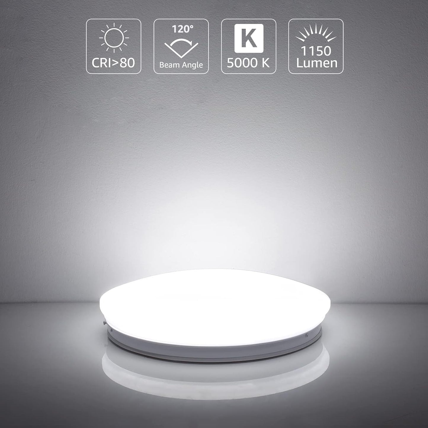 Lepro Ceiling Lights, 12W 1150lm, 5000K Daylight White, 60W Equivalent, Energy Saving, Modern Ceiling Light Fitting for Living Room, Bedroom, Kitchen, Office, Utility Room and More, φ26cm Round