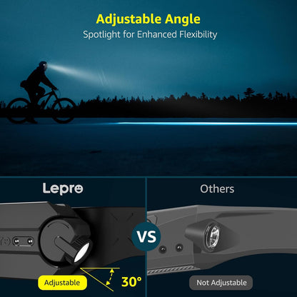 Lepro Led Head Torch Rechargeable, 2 Pack Super Bright Headlamp Flashlight 230¡«Wide Beam with Adjustable Spotlight, Motion Sensor, Waterproof Lightweight Headlight for Camping, Cycling, Running, Night
