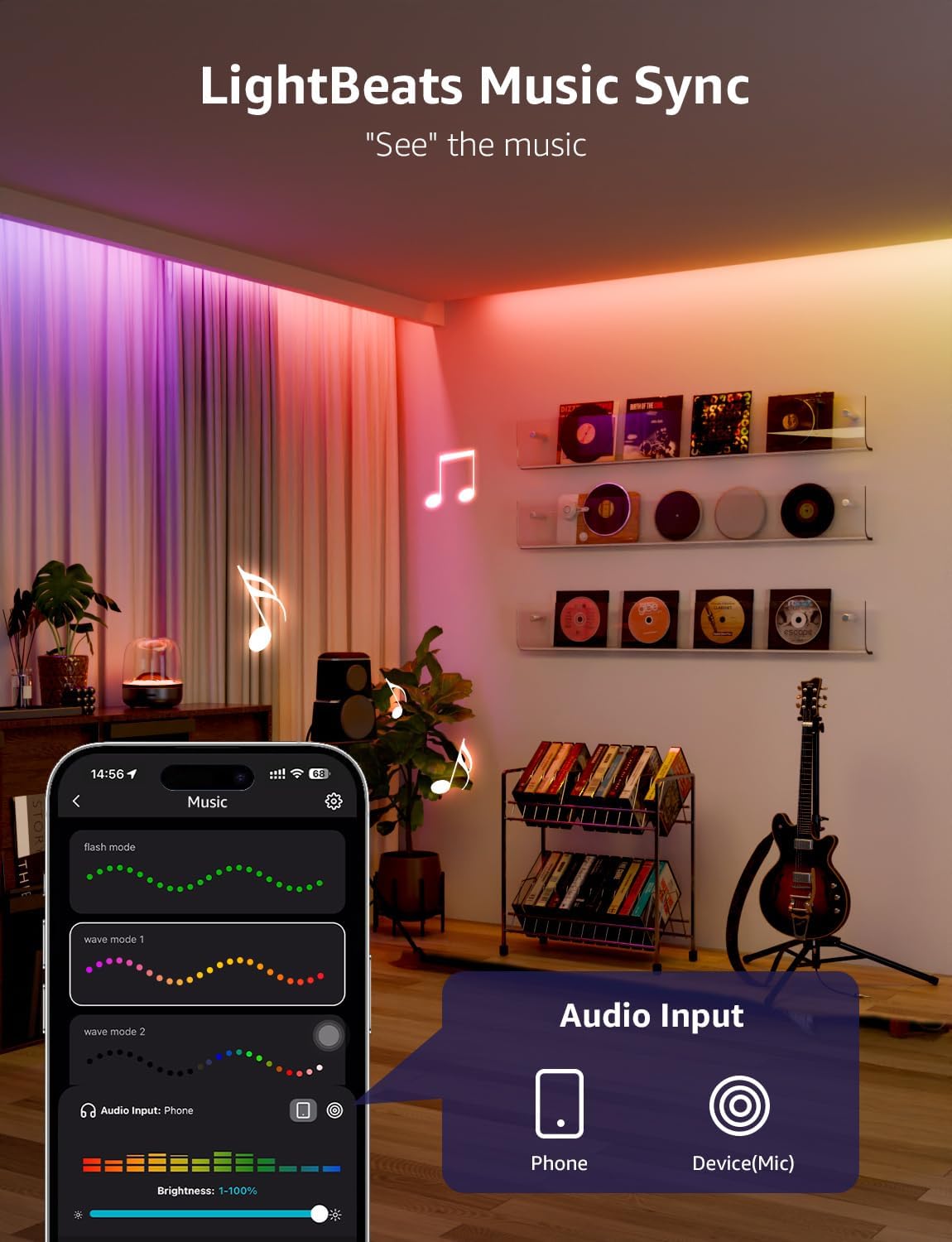 Lepro S2 AI Smart LED Strip Light 5M RGBW+IC, Works with Alexa, Google Assistant, Music Sync, 1200LM White Light, Personalized AI Lighting Designer, Zonal Colour Control LED Lights, App Voice Control