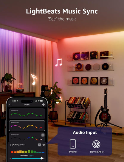 Lepro S2 AI Smart LED Strip Light 5M RGBW+IC, Works with Alexa, Google Assistant, Music Sync, 1200LM White Light, Personalized AI Lighting Designer, Zonal Colour Control LED Lights, App Voice Control