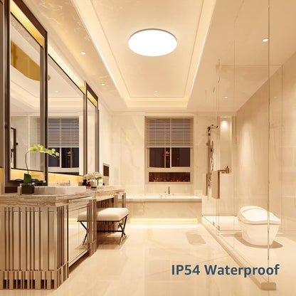 Lepro 24W LED Ceiling Light, Waterproof IP54, Warm White 3000K, 200W Incandescent Bulb Equivalent, 2400lm Flush Mount Lighting Fitting for Bathroom, Bedroom, Kitchen, Hallway and More Ø28cm