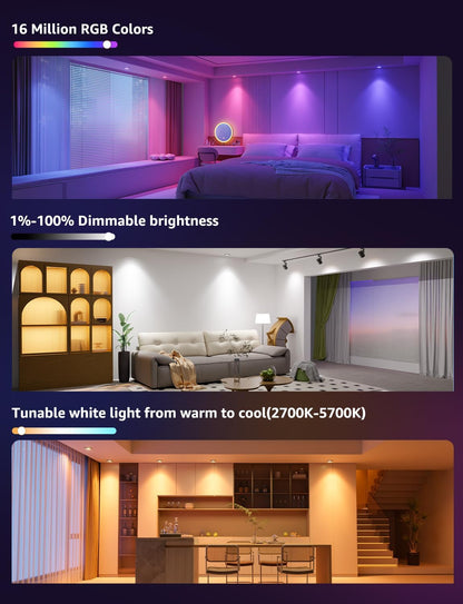 Lepro BG1 AI Smart Bulb GU10, Music Sync, Voice Control WiFi Bulbs, 400LM RGBCCT Dimmable Colour Changing LED Bulbs, Works with Alexa & Google Assistant, AI Lighting Design Assistant, 1 Pack