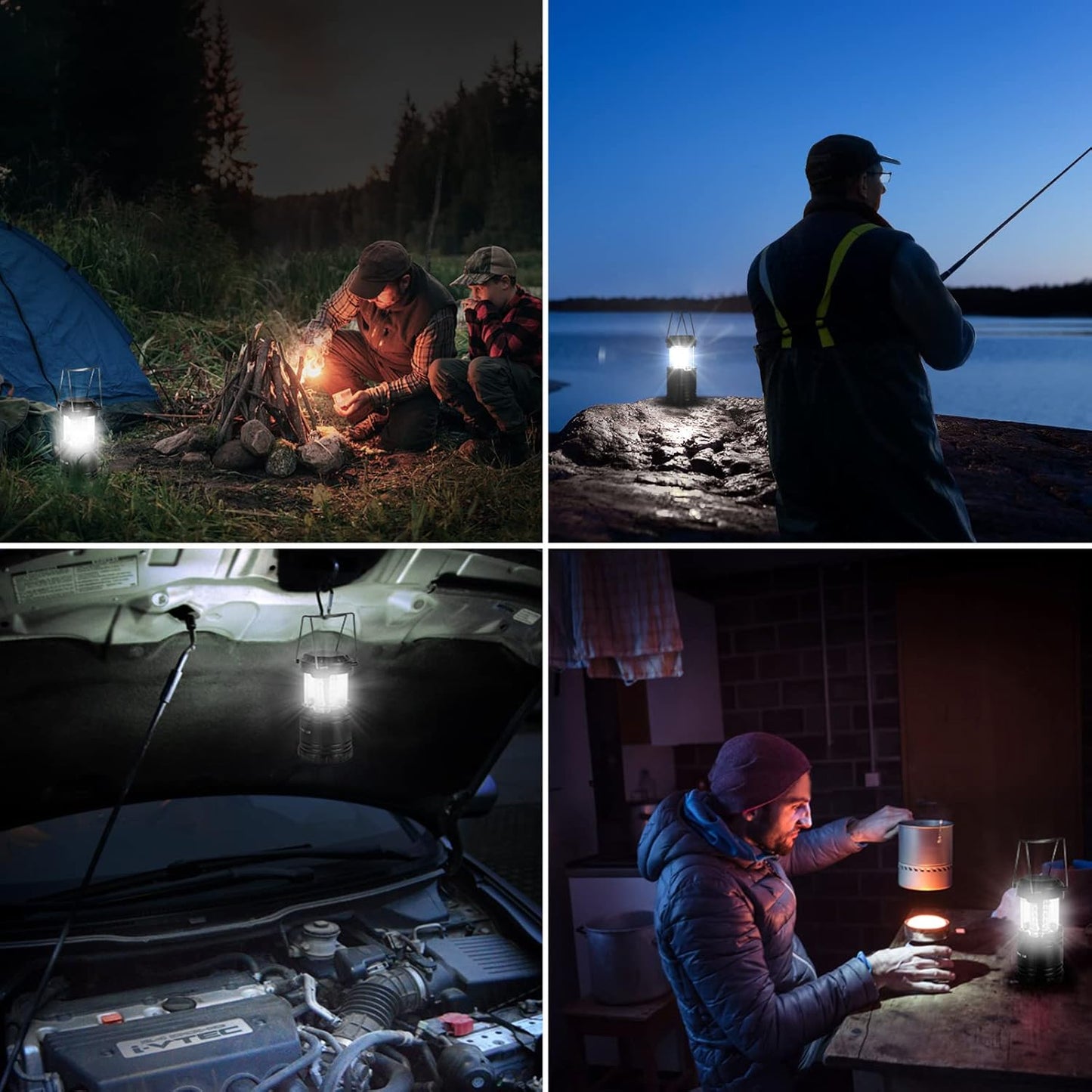 Lepro Camping Lights, Collapsible Camping Lantern Battery Powered, Portable Camping Light for Tents, AA Battery Operated, Battery Lanterns for Power Cuts, Emergency Lighting, Fishing, Pack of 4