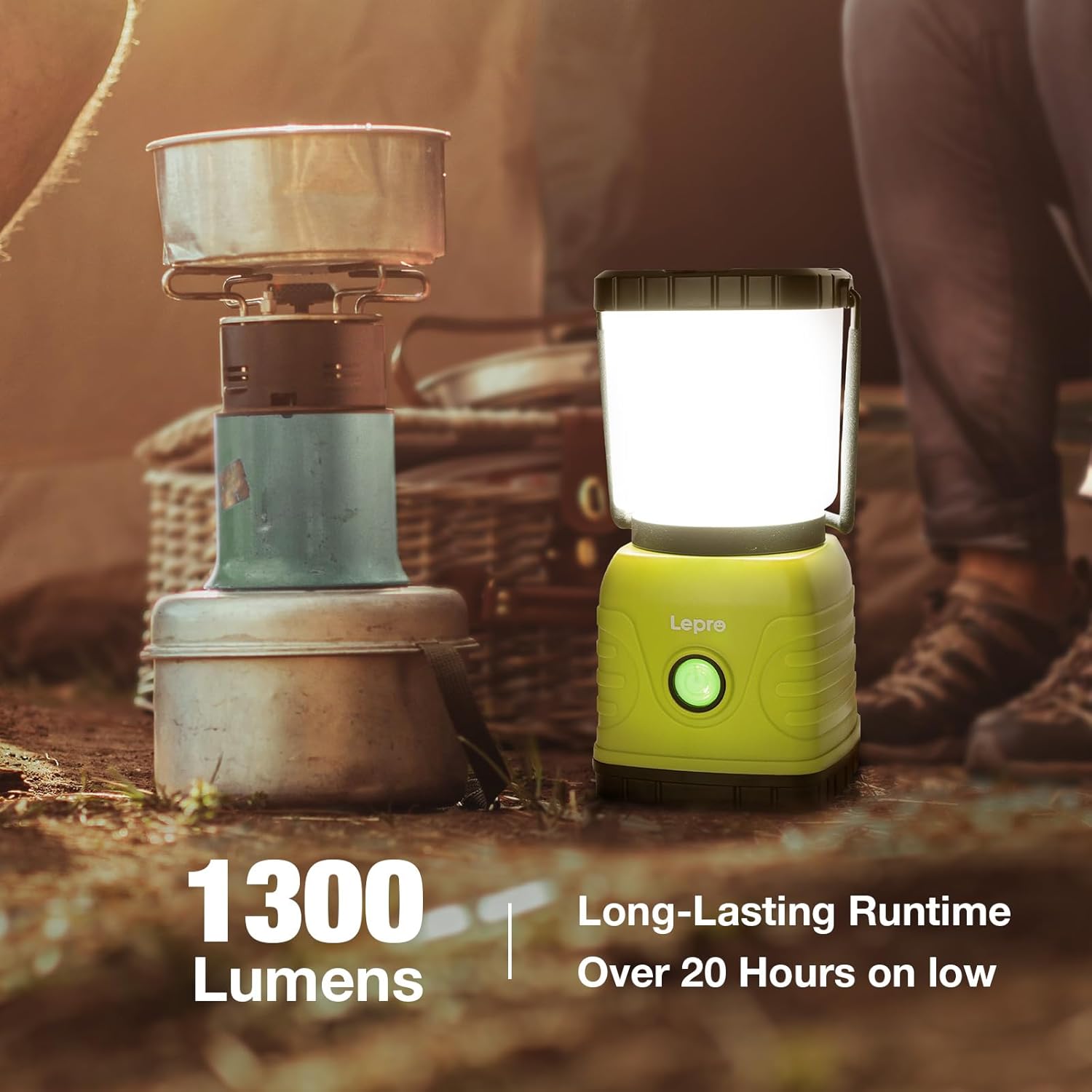 Lepro Camping Light Rechargeable, 1300 Lumen Camping Lantern for Tents, Dimmable 4 Modes, Tent Lights with 3600mAh Power Bank, Camping Accessories, Rechargeable Lantern for Outdoors, Emergency