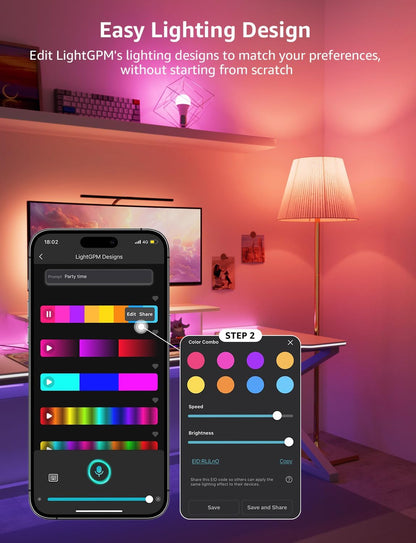 Lepro B1 AI Smart Bulb B22, Music Sync, Bayonet WiFi Bulb That Works with Alexa & Google Home, AI Lighting Design Assistant, APP & Voice Control, 806lm, Dimmable, Bluetooth Color Changing Light Bulb