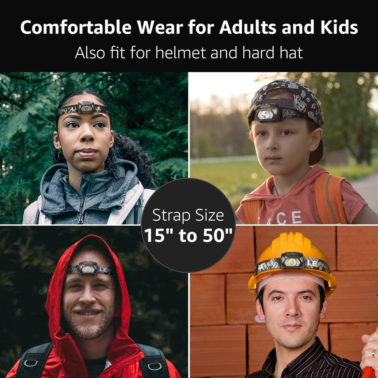 Lepro Head Torch, Super Bright LED Headlamp with 6 Lighting Modes, Waterproof, Battery Powered LED Lightweight Headlight for Cycling Running Camping for Kids Adults [Not Included Battery]