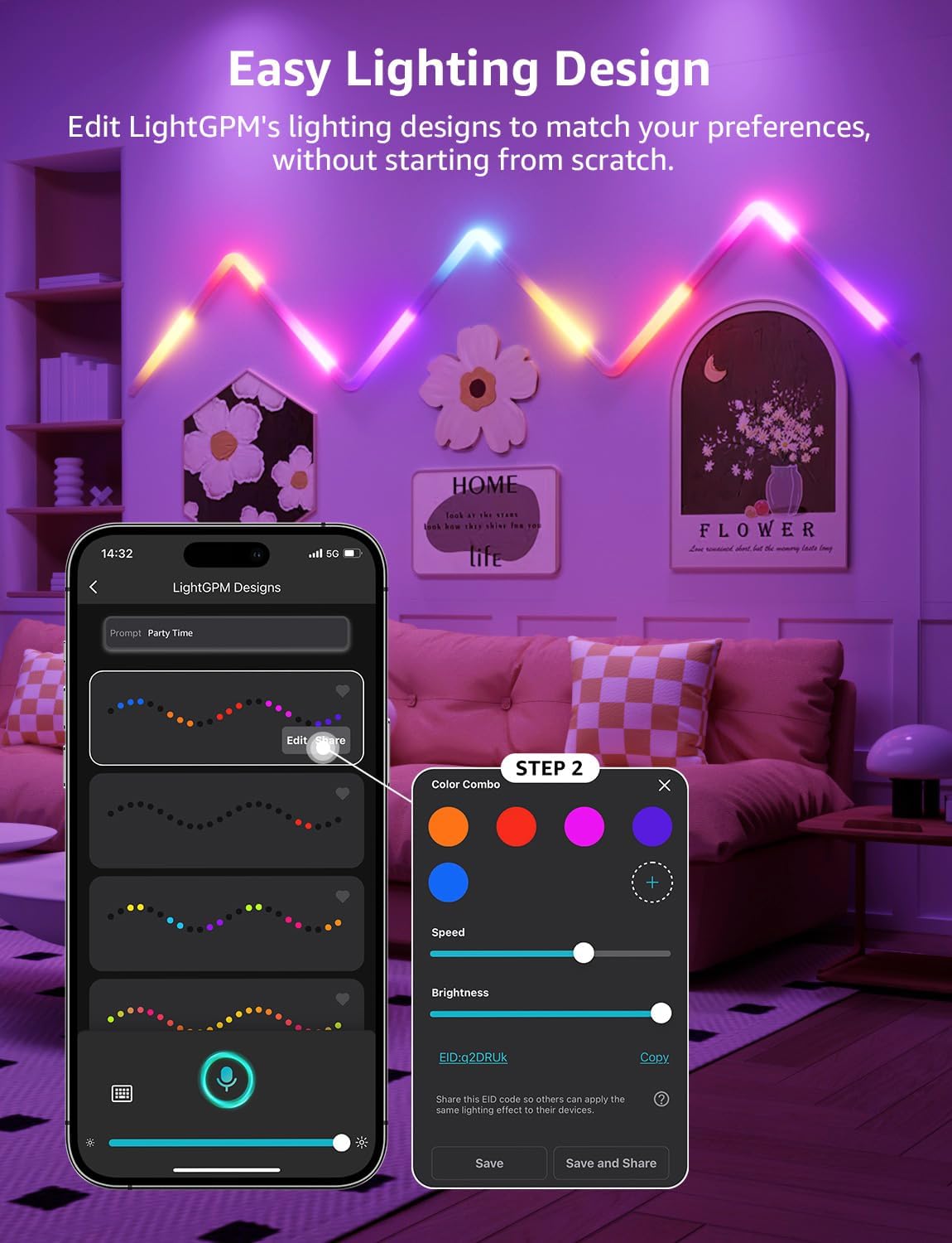 Lepro WL1 AI Smart Wall Light, Music Sync RGB Light Bar, Voice Control, AI Lighting Design Assistant, Mood Light for Home Decor, Gaming Light, Work with Alexa, Google Assistant,6 Pcs with 4 Corners
