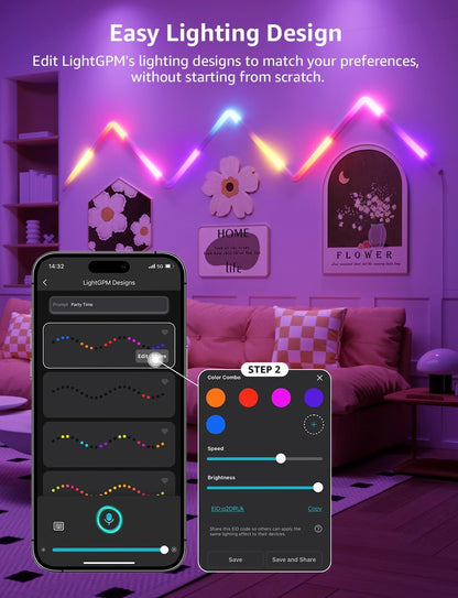 Lepro WL1 AI Smart Wall Light, Music Sync LED Light Bar, Voice Control, Segmented DIY, AI Lighting Design Assistant, for Home Decor, Gaming Setup, Work with Alexa,Google Assistant,8 Pcs with 4 Corners