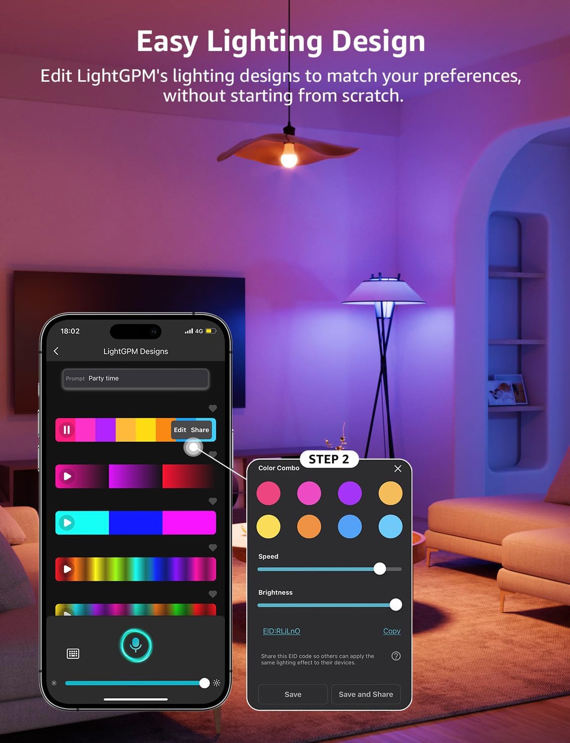 Lepro B2 AI Smart Bulb E27, 1100LM Music Sync Smart Screw Bulb, Voice Control Colour Changing Light Bulbs, AI Lighting Design Assistant,Bluetooth & WiFi Bulb,Work with Alexa & Google Assistant,4 Packs