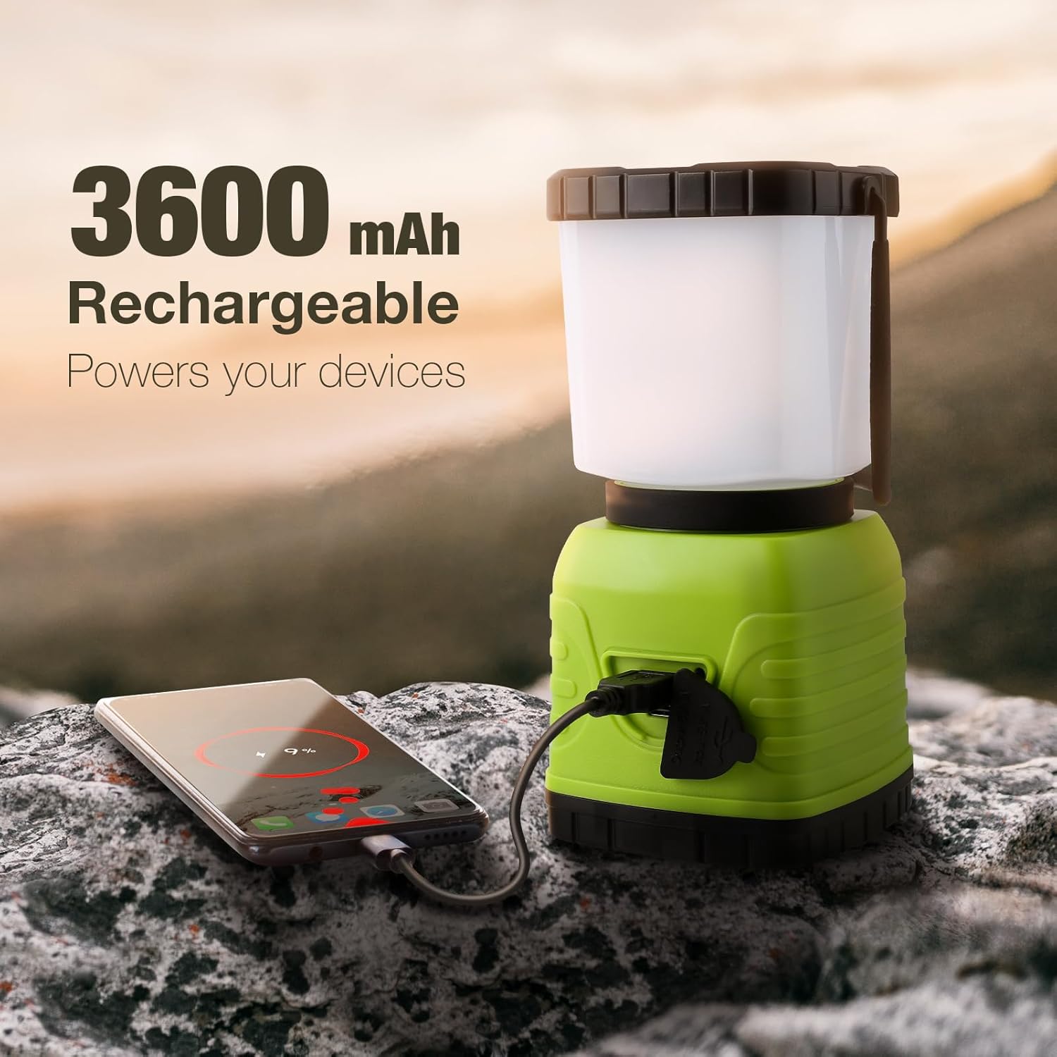 Lepro Camping Light Rechargeable, 1300 Lumen Camping Lantern for Tents, Dimmable 4 Modes, Tent Lights with 3600mAh Power Bank, Camping Accessories, Rechargeable Lantern for Outdoors, Emergency
