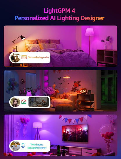 Lepro B1 AI Smart Bulb E27, Music Sync Bluetooth & WiFi Bulb, Voice Control Screw Light Bulbs, AI Lighting Design Assistant, RGBCCT Colour Changing Bulb, Work with Alexa & Google Assistant, 2 Packs