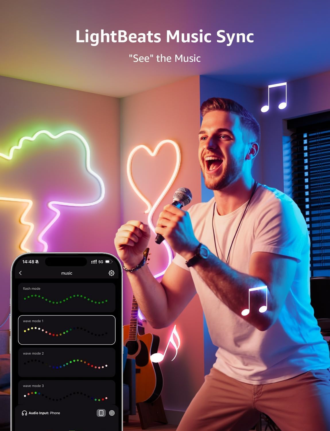 Lepro N1 AI Smart Rainbow Neon Light Strip 10M, 96 LEDs/M, Works with Alexa and Google Home, Music Sync, AI Lighting Design Assistant, IP65 LED Rope Light, MagicColor LED Lights, App & Voice Control