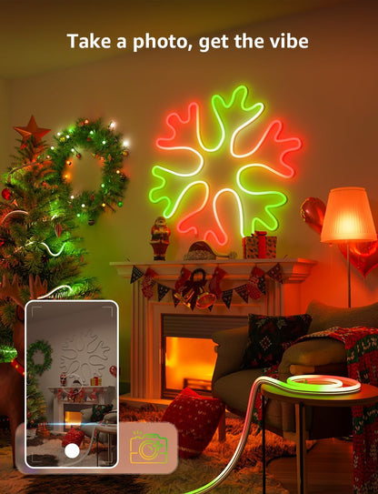 Lepro N1 AI Smart Rainbow Neon Light Strip 6M, 96 LEDs/M, Work with Alexa, Google Home, Music Sync, AI Lighting Design Assistant, IP65 Rope Light, MagicColor LED Light, App & Voice Control, No Remote