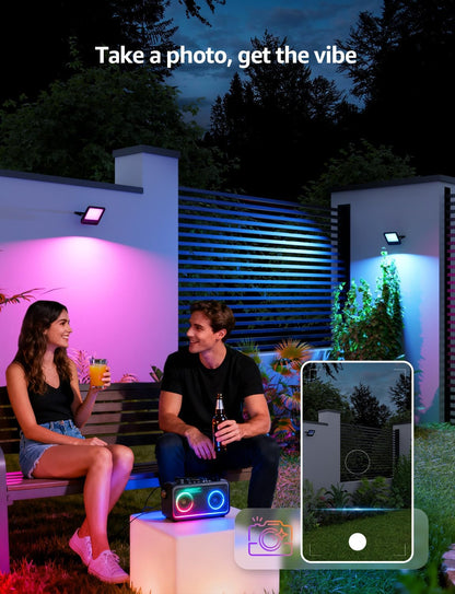 Lepro Led Flood Light Outdoor 30w, Colour Changing Floodlight App Control, 16M Colors DIY, LightGPM AI Mode, Music Sync, Voice Control with Alexa&Google, Timer, IP65 Waterproof for Outdoor Decoration